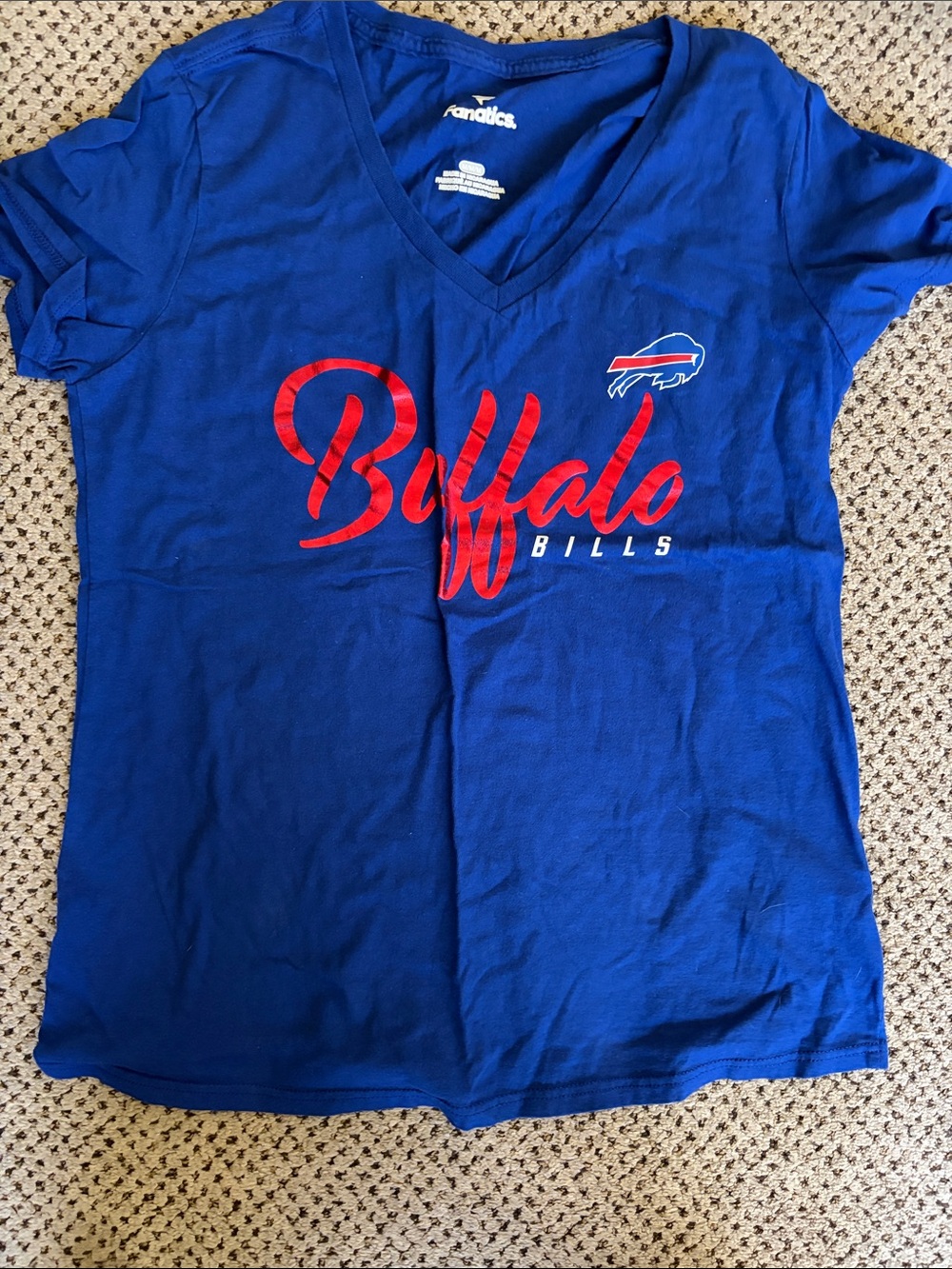 Fanatics Royal Blue Buffalo Bills Short Sleeve Tee with Red Script